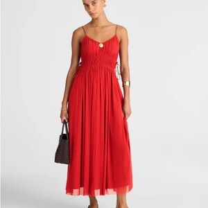Madewell Gathered V-Neck Midi Dress